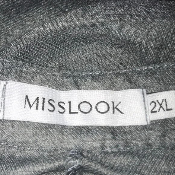 MISSLOOK tunic short sleeve raw edges lightweight v-neck high low gray size 2XL - Picture 3 of 8